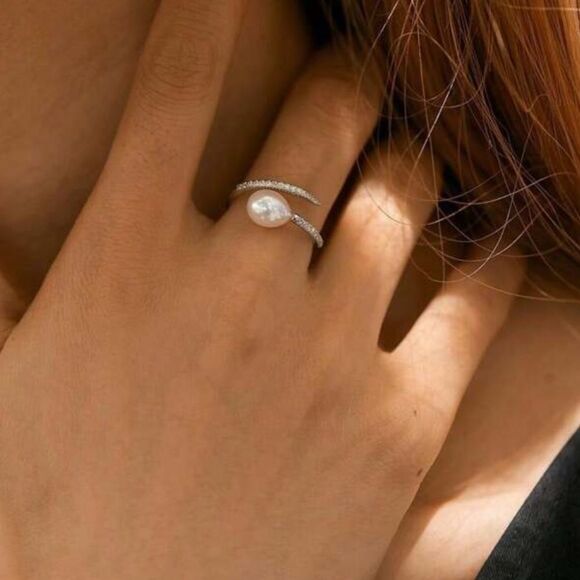 Pearl & Diamond Ring 7 - Picture 3 of 6